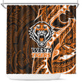 Wests Tigers Shower Curtain Polynesian Tribal Tattoo Pacific Sport Art