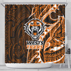 Wests Tigers Shower Curtain Polynesian Tribal Tattoo Pacific Sport Art