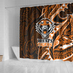 Wests Tigers Shower Curtain Polynesian Tribal Tattoo Pacific Sport Art