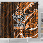 Wests Tigers Shower Curtain Polynesian Tribal Tattoo Pacific Sport Art