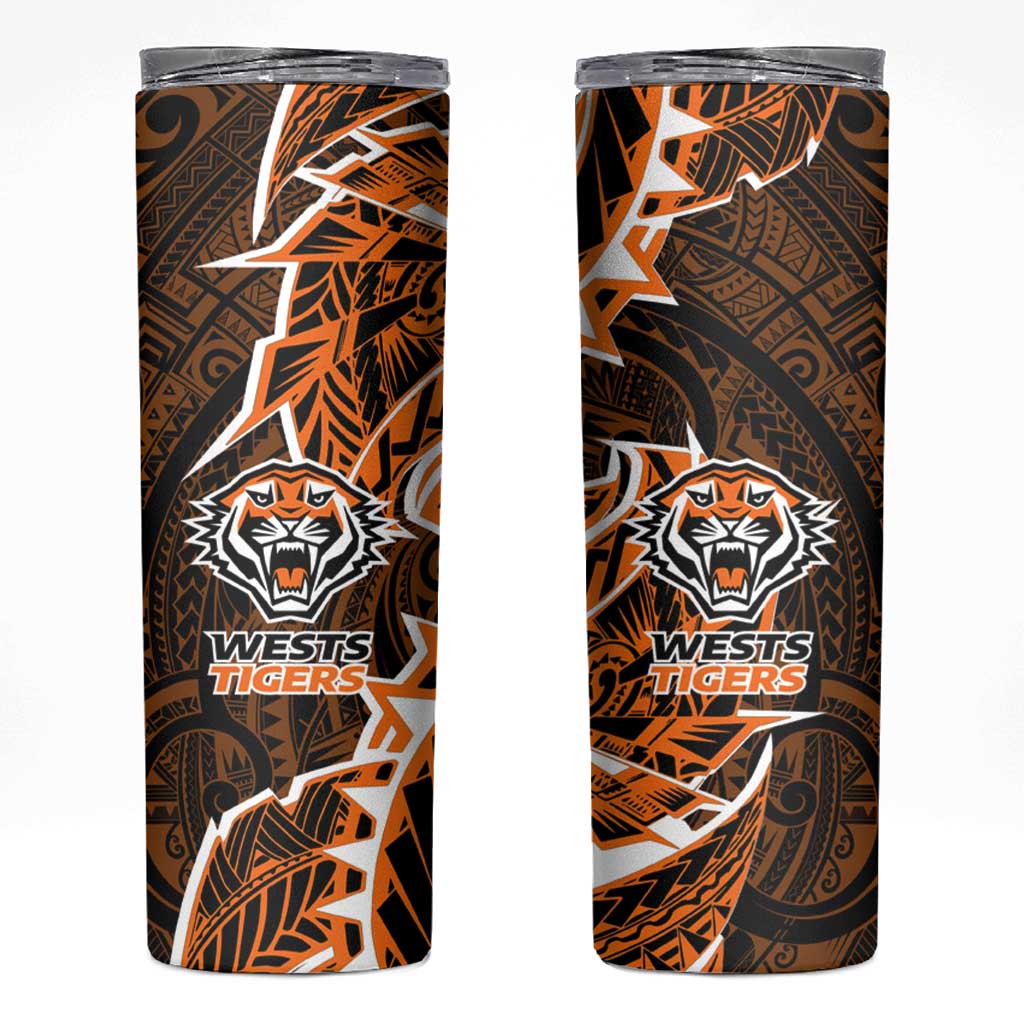 Wests Tigers Skinny Tumbler Polynesian Tribal Tattoo Pacific Sport Art