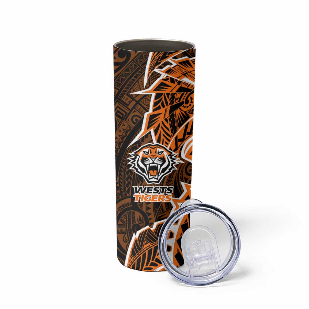Wests Tigers Skinny Tumbler Polynesian Tribal Tattoo Pacific Sport Art