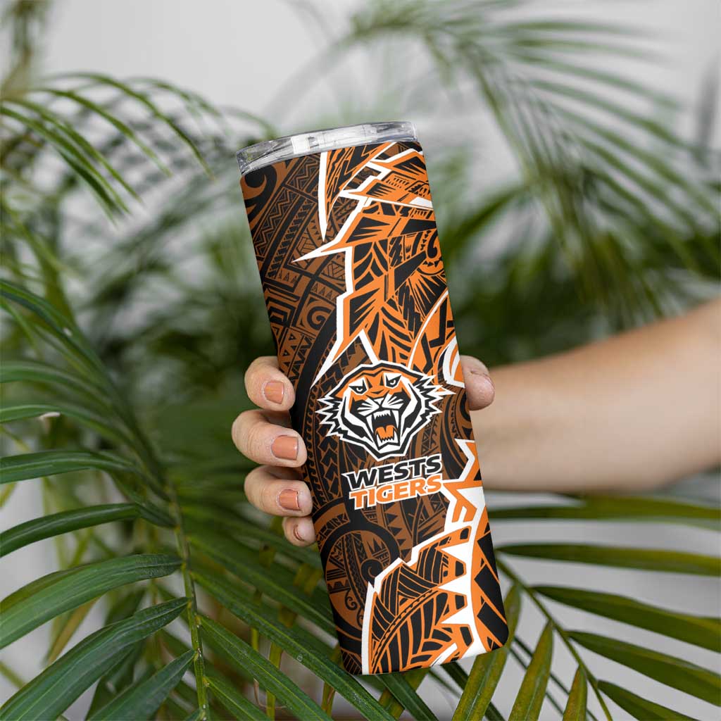 Wests Tigers Skinny Tumbler Polynesian Tribal Tattoo Pacific Sport Art