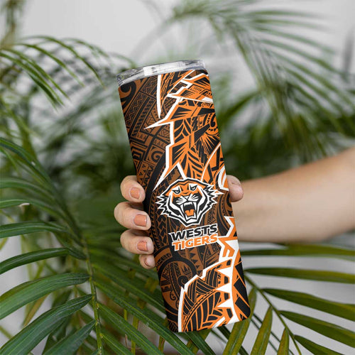 Wests Tigers Skinny Tumbler Polynesian Tribal Tattoo Pacific Sport Art
