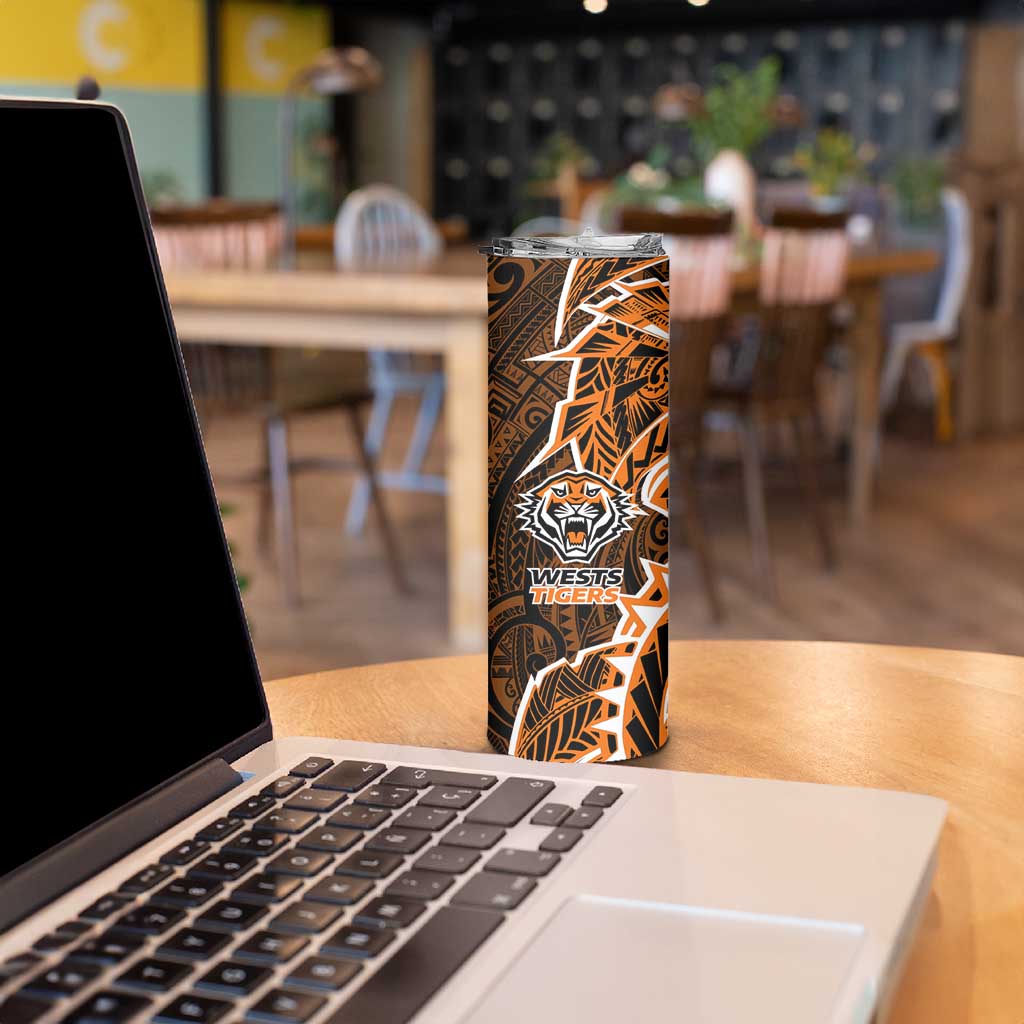 Wests Tigers Skinny Tumbler Polynesian Tribal Tattoo Pacific Sport Art