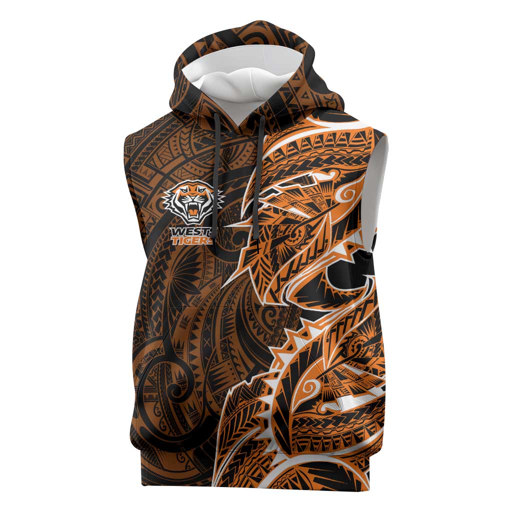 Wests Tigers Sleeveless Hoodie Polynesian Tribal Tattoo Pacific Sport Art
