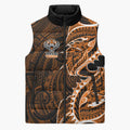 Wests Tigers Sleeveless Puffer Jacket Polynesian Tribal Tattoo Pacific Sport Art