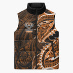 Wests Tigers Sleeveless Puffer Jacket Polynesian Tribal Tattoo Pacific Sport Art