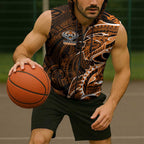 Wests Tigers Sleeveless Zip Hoodie Polynesian Tribal Tattoo Pacific Sport Art