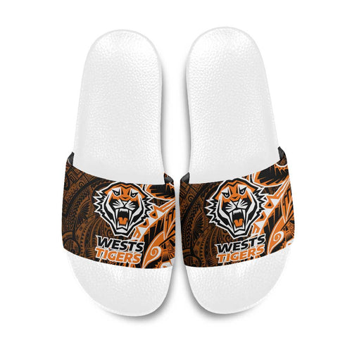 Wests Tigers Slide Sandals Polynesian Tribal Tattoo Pacific Sport Art