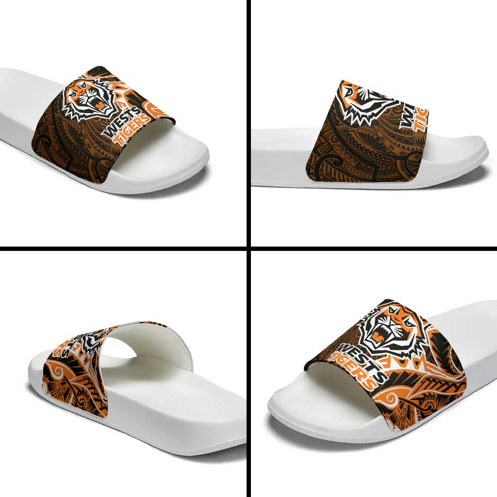 Wests Tigers Slide Sandals Polynesian Tribal Tattoo Pacific Sport Art