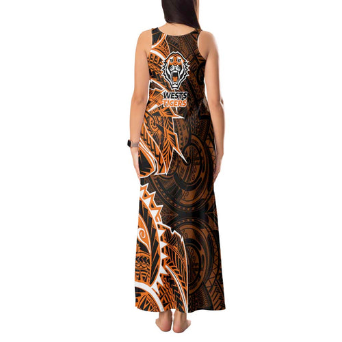 Wests Tigers Tank Maxi Dress Polynesian Tribal Tattoo Pacific Sport Art