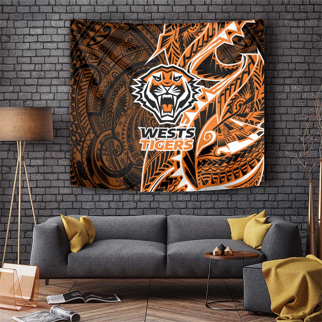 Wests Tigers Tapestry Polynesian Tribal Tattoo Pacific Sport Art