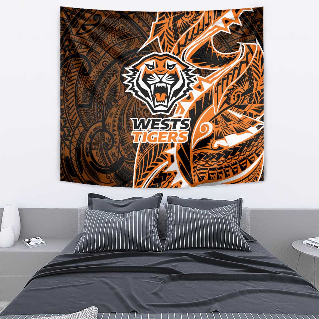 Wests Tigers Tapestry Polynesian Tribal Tattoo Pacific Sport Art
