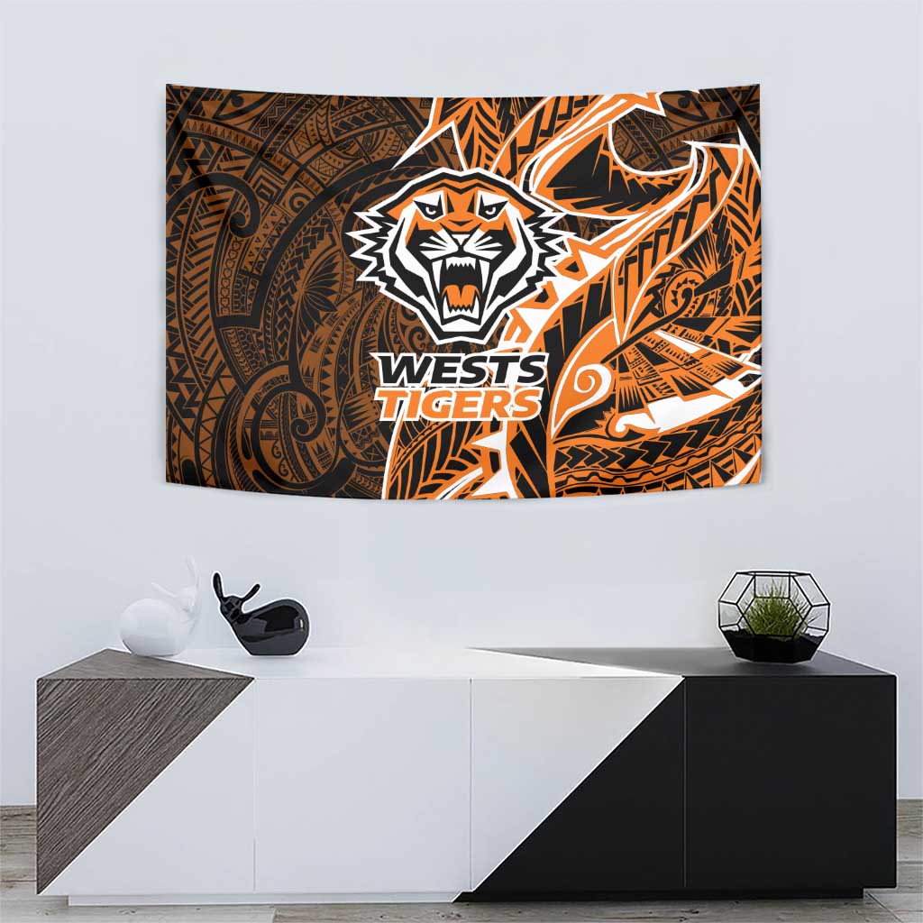 Wests Tigers Tapestry Polynesian Tribal Tattoo Pacific Sport Art