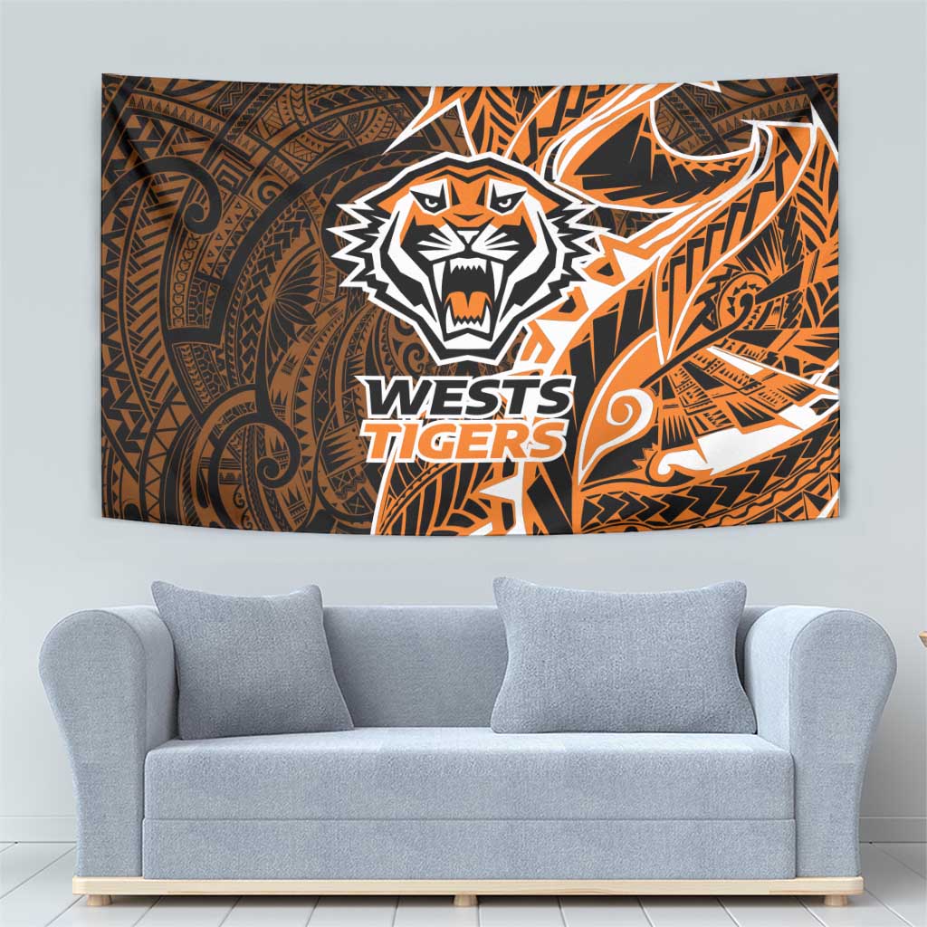 Wests Tigers Tapestry Polynesian Tribal Tattoo Pacific Sport Art
