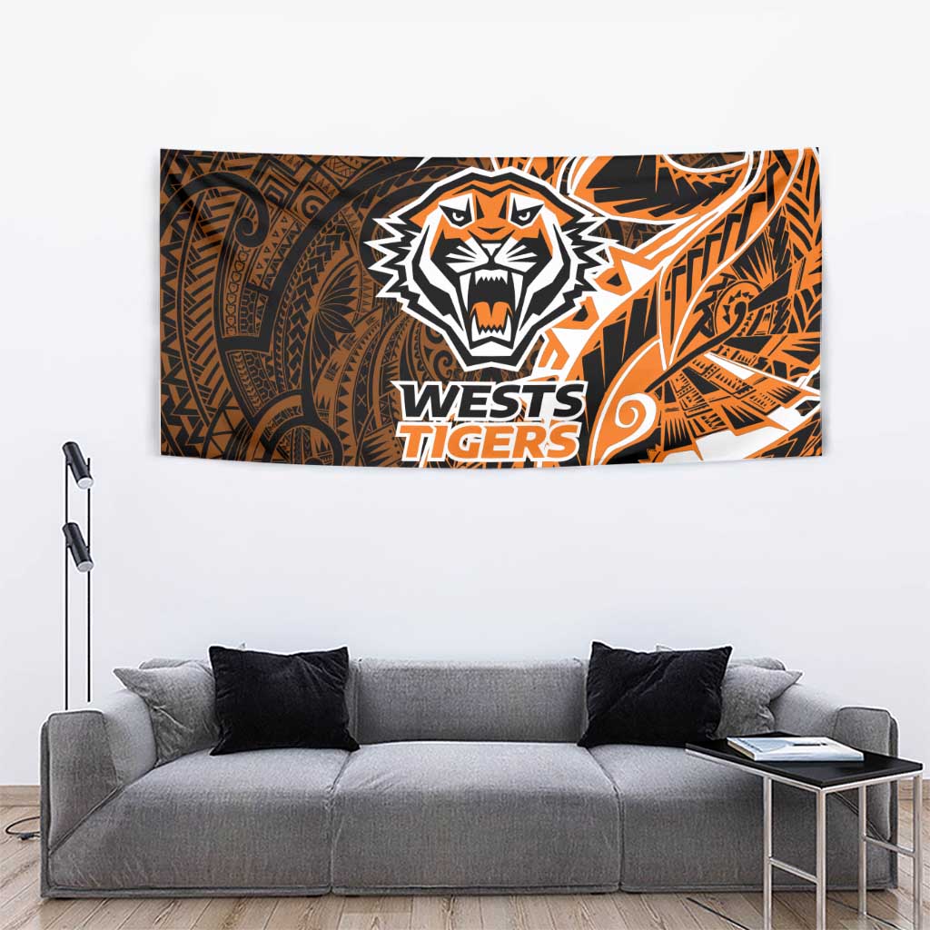 Wests Tigers Tapestry Polynesian Tribal Tattoo Pacific Sport Art