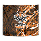 Wests Tigers Tapestry Polynesian Tribal Tattoo Pacific Sport Art