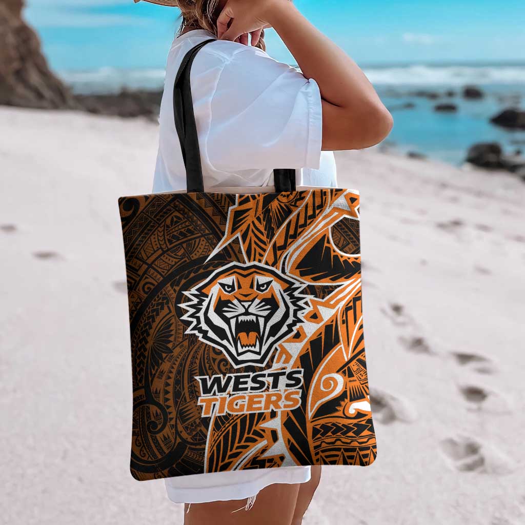 Wests Tigers Tote Bag Polynesian Tribal Tattoo Pacific Sport Art