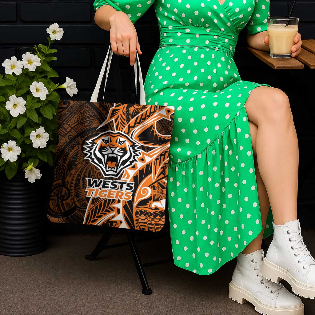 Wests Tigers Tote Bag Polynesian Tribal Tattoo Pacific Sport Art