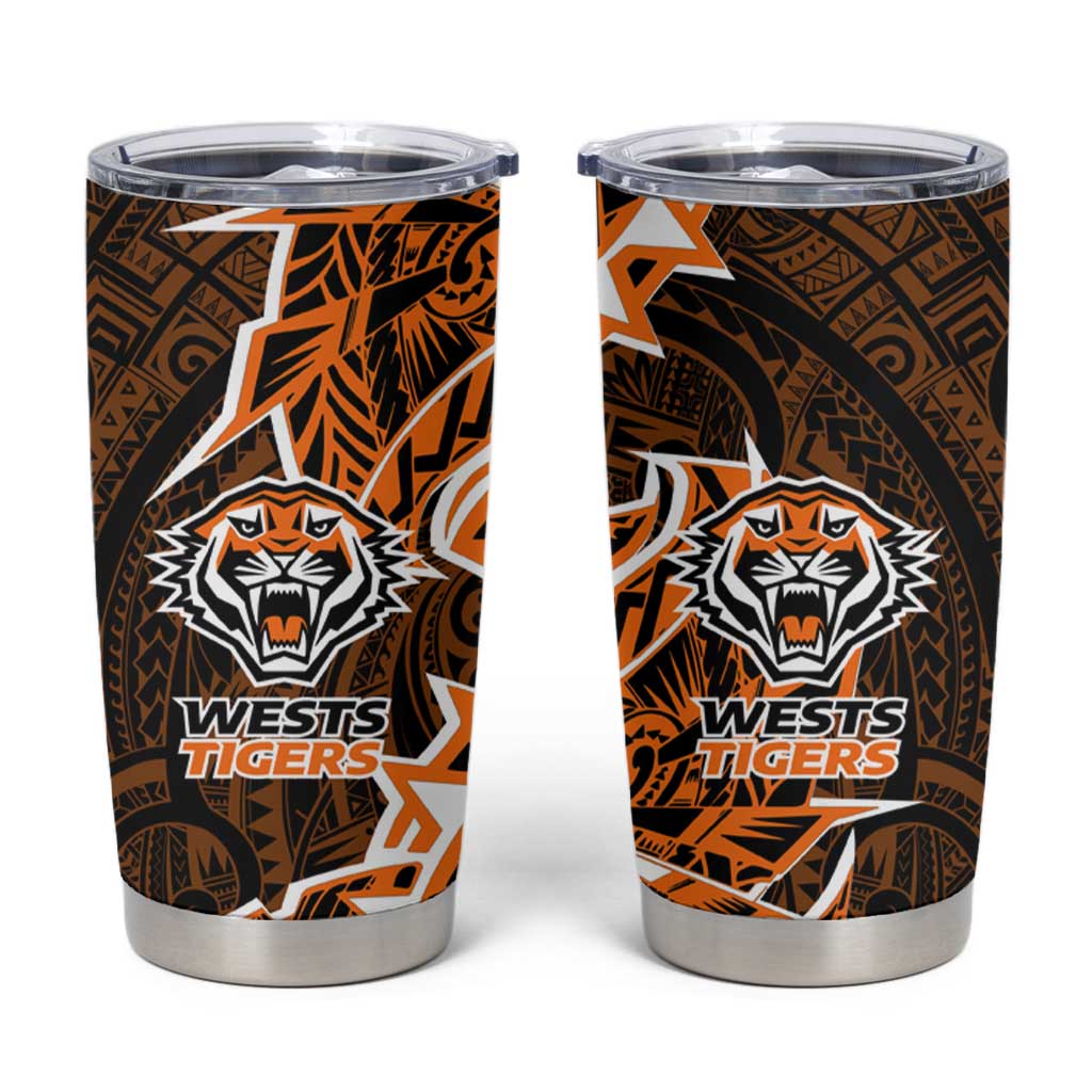 Wests Tigers Tumbler Cup Polynesian Tribal Tattoo Pacific Sport Art