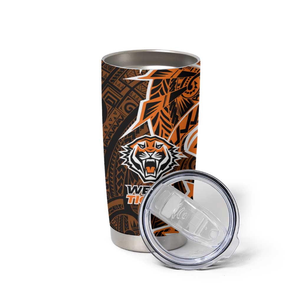 Wests Tigers Tumbler Cup Polynesian Tribal Tattoo Pacific Sport Art