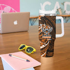 Wests Tigers Tumbler With Handle Polynesian Tribal Tattoo Pacific Sport Art