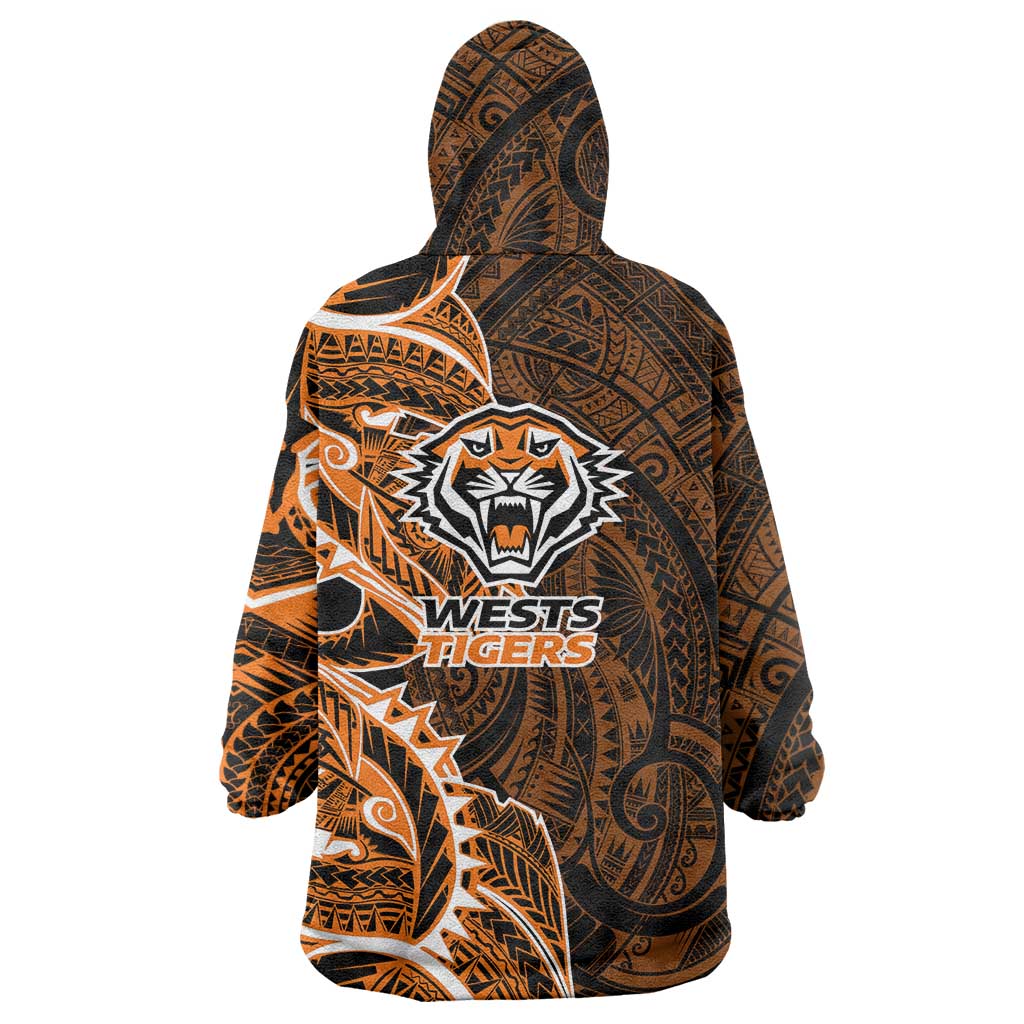 Wests Tigers Wearable Blanket Hoodie Polynesian Tribal Tattoo Pacific Sport Art