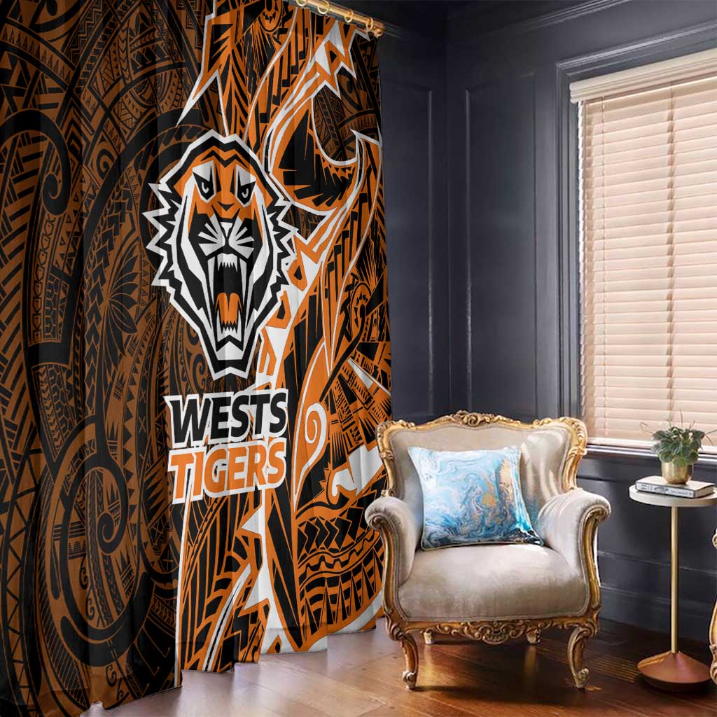 Wests Tigers Window Curtain Polynesian Tribal Tattoo Pacific Sport Art