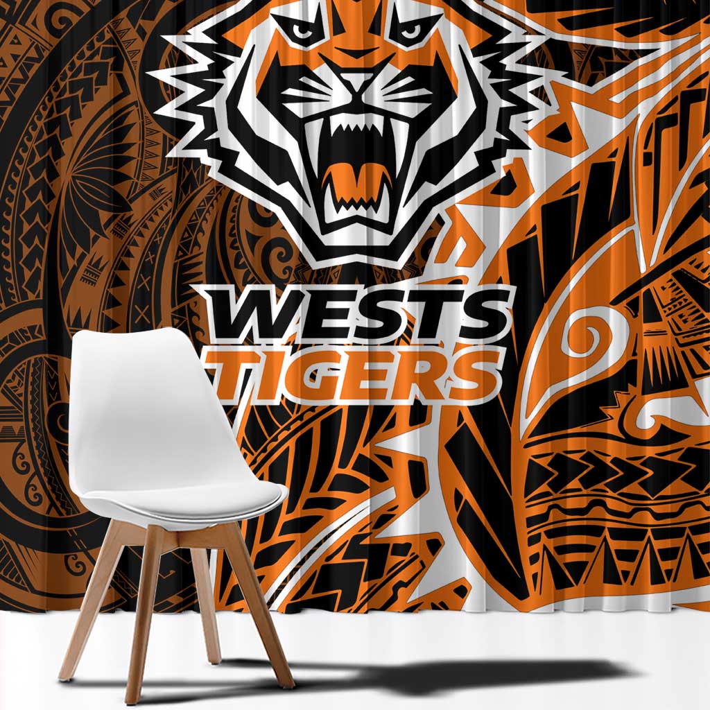 Wests Tigers Window Curtain Polynesian Tribal Tattoo Pacific Sport Art