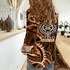 Wests Tigers Women Casual Shirt Polynesian Tribal Tattoo Pacific Sport Art