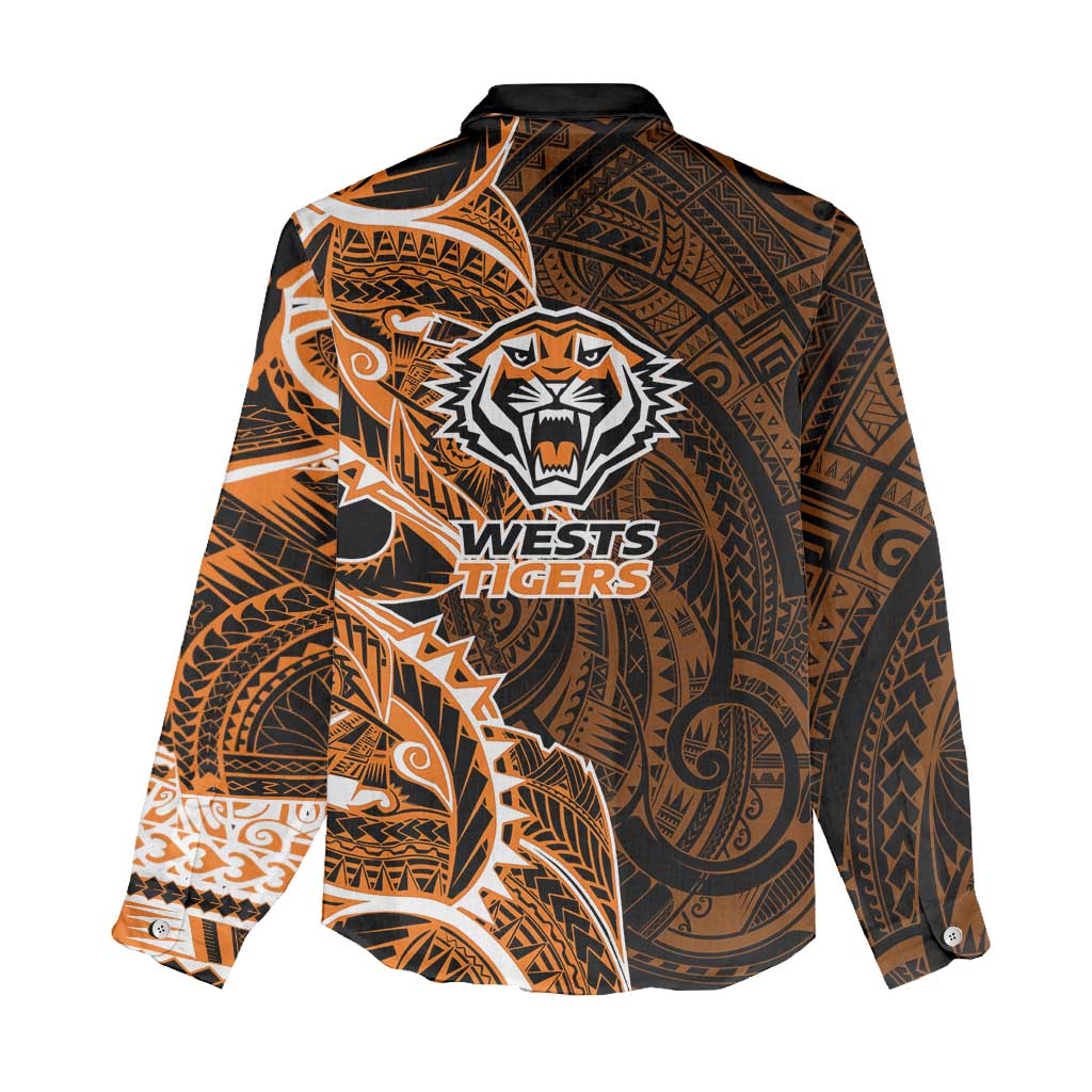 Wests Tigers Women Casual Shirt Polynesian Tribal Tattoo Pacific Sport Art