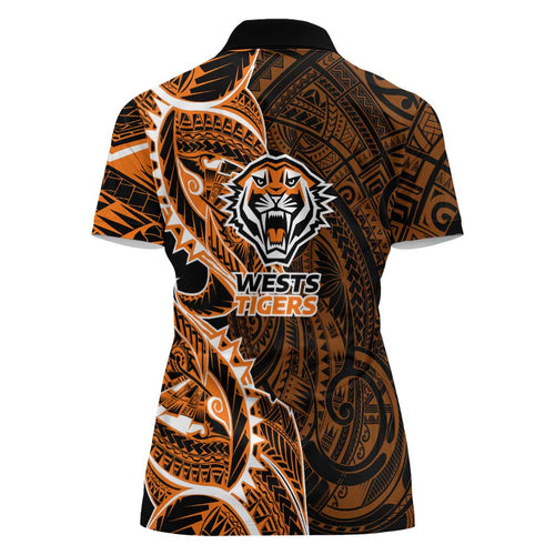 Wests Tigers Women Polo Shirt Polynesian Tribal Tattoo Pacific Sport Art