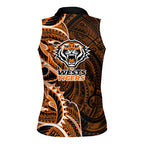 Wests Tigers Women Sleeveless Polo Shirt Polynesian Tribal Tattoo Pacific Sport Art