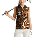Wests Tigers Women Sleeveless Polo Shirt Polynesian Tribal Tattoo Pacific Sport Art