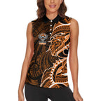 Wests Tigers Women Sleeveless Polo Shirt Polynesian Tribal Tattoo Pacific Sport Art