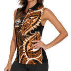Wests Tigers Women Sleeveless Polo Shirt Polynesian Tribal Tattoo Pacific Sport Art