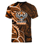 Wests Tigers Women V-Neck T-Shirt Polynesian Tribal Tattoo Pacific Sport Art