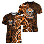 Wests Tigers Women V-Neck T-Shirt Polynesian Tribal Tattoo Pacific Sport Art