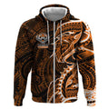 Wests Tigers Zip Hoodie Polynesian Tribal Tattoo Pacific Sport Art