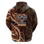 Wests Tigers Zip Hoodie Polynesian Tribal Tattoo Pacific Sport Art