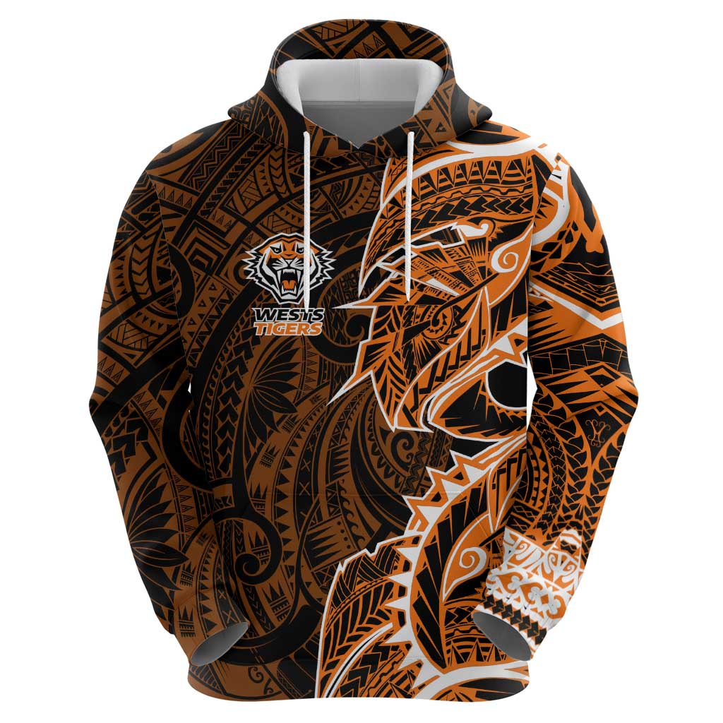Wests Tigers Zip Hoodie Polynesian Tribal Tattoo Pacific Sport Art