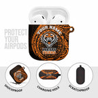 Personalized Wests Tigers AirPods Case Polynesian Tribal Chest and Sleeve Tattoo