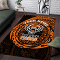 Personalized Wests Tigers Area Rug Polynesian Tribal Chest and Sleeve Tattoo