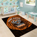 Personalized Wests Tigers Area Rug Polynesian Tribal Chest and Sleeve Tattoo