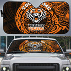 Personalized Wests Tigers Auto Sun Shade Polynesian Tribal Chest and Sleeve Tattoo