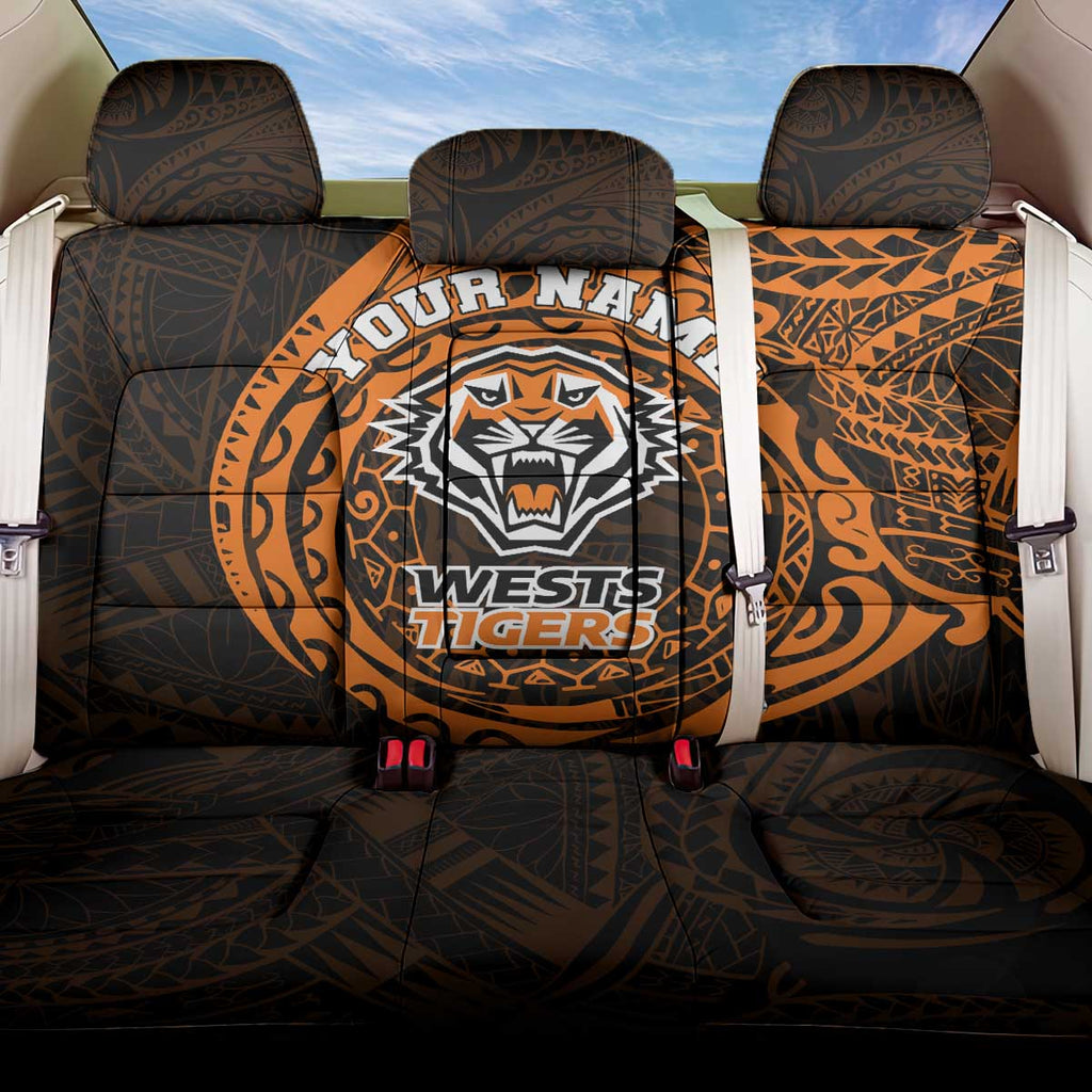 Personalized Wests Tigers Back Car Seat Cover Polynesian Tribal Chest and Sleeve Tattoo