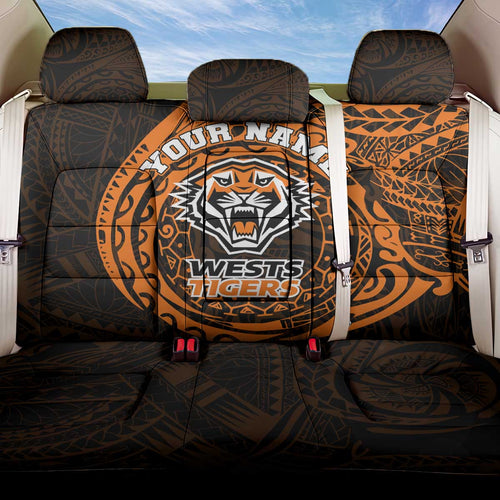 Personalized Wests Tigers Back Car Seat Cover Polynesian Tribal Chest and Sleeve Tattoo