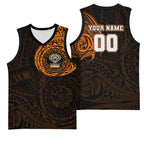 Personalized Wests Tigers Basketball Jersey Polynesian Tribal Chest and Sleeve Tattoo