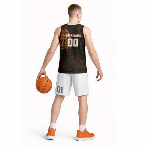Personalized Wests Tigers Basketball Jersey Polynesian Tribal Chest and Sleeve Tattoo